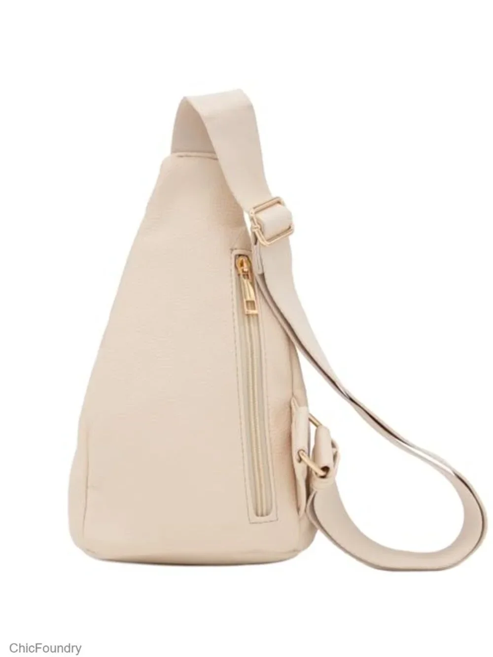 Faux Leather Triangle Sling Bag with Adjustable Strap, 3 Card Slots